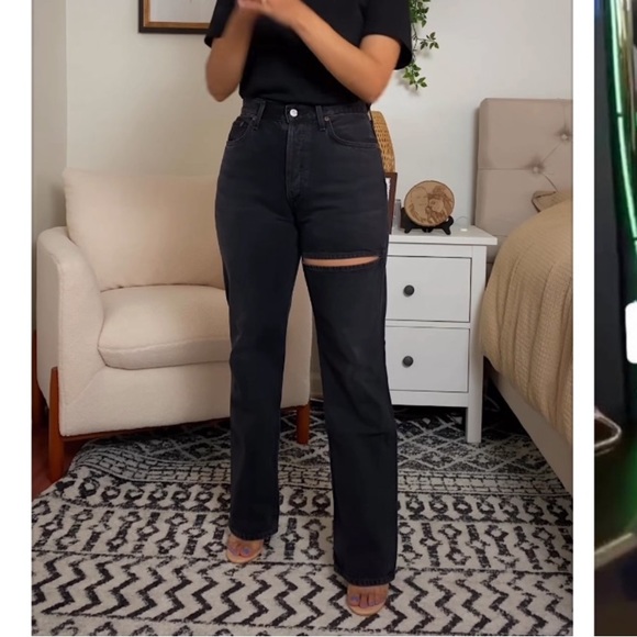 Agolde Denim - Agolde Lana Slice Jeans Mid Rise Straight in Descent